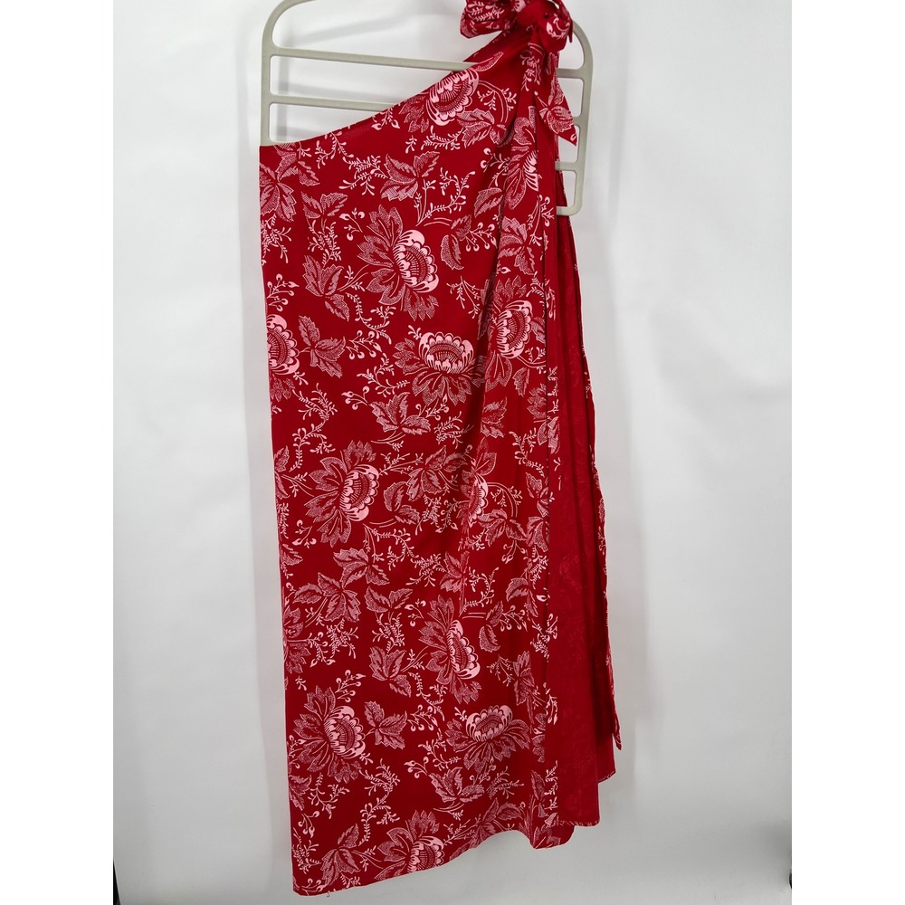 Vintage Liberty‎ House Young Hawaii Red Batik Floral Wrap Sarong Pareo One Size